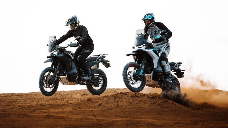 Two CFMoto 800MT-X bikes in action